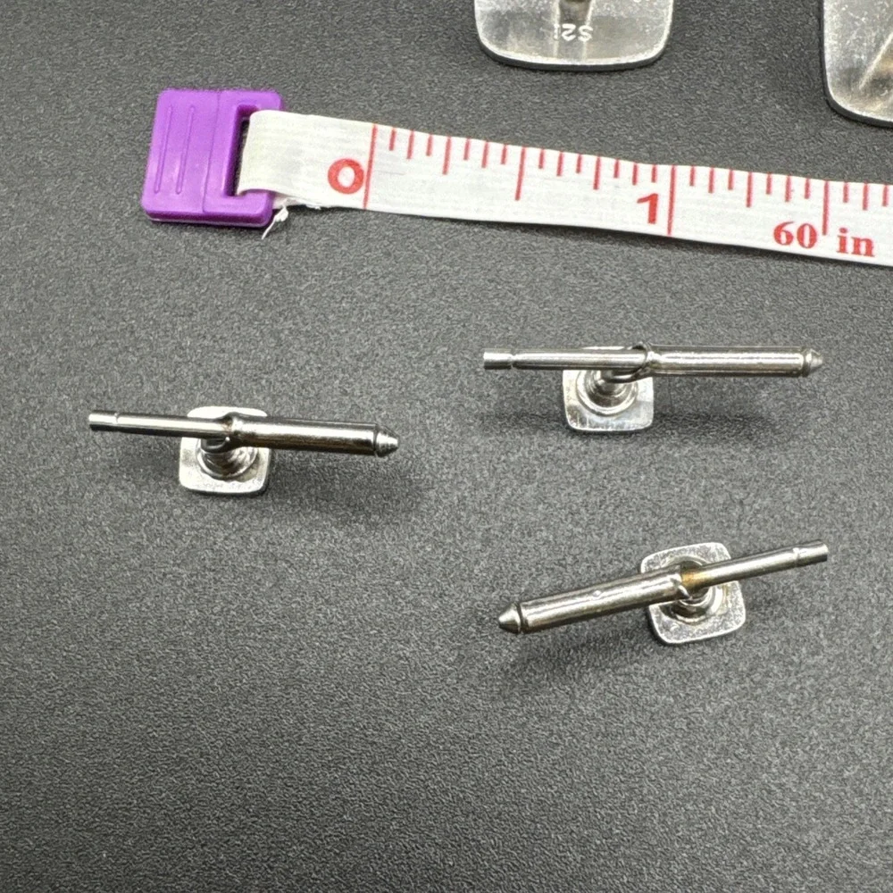 Vintage Silver Satin Cufflinks Button‎ Stud Set
